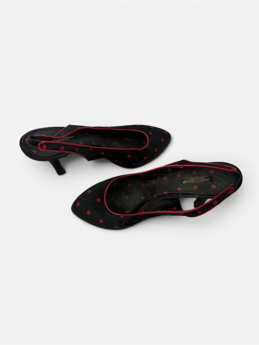 Dolce & Gabbana Black Flats with Red Polka Dot Trim - Picture 5 of 6